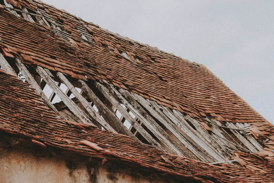 Roof with missing and lifted shingles